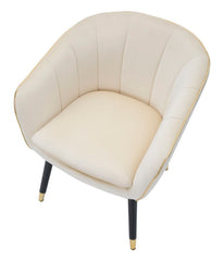 Sillón París Tela Crema patas madera Negra y detalles dorados