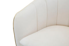 Sillón París Tela Crema patas madera Negra y detalles dorados