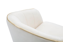 Sillón París Tela Crema patas madera Negra y detalles dorados