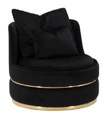 Sillón Paris Space de Tela Negra con decoraciones doradas y 2 cojines