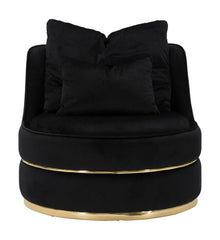 Sillón Paris Space de Tela Negra con decoraciones doradas y 2 cojines