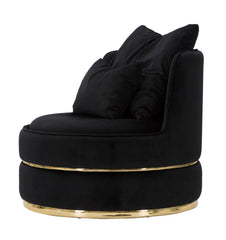 Sillón Paris Space de Tela Negra con decoraciones doradas y 2 cojines