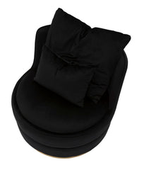 Sillón Paris Space de Tela Negra con decoraciones doradas y 2 cojines