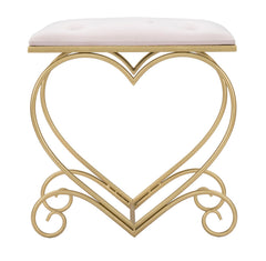 Taburete corazón de metal dorado y Terciopelo Rosa