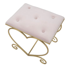 Taburete corazón de metal dorado y Terciopelo Rosa