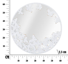 Miroir rond métal blanc décor papillons dorés