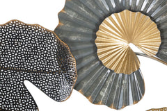 Panel decorativo de pared de hierro con motivos geométricos y naturales