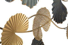 Panel decorativo de pared de hierro con motivos geométricos y naturales