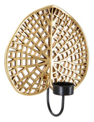 Candelabro Loto Metal Dorado y Negro