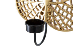 Candelabro Loto Metal Dorado y Negro
