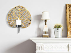 Candelabro Loto Metal Dorado y Negro
