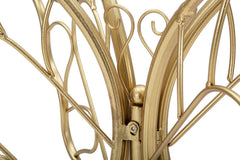 Consola Papillon de metal dorado con tablero de cristal