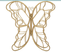 Consola Papillon de metal dorado con tablero de cristal