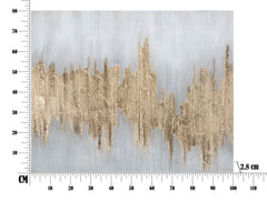 Peinture murale abstraite en toile avec cadre en bois Or et Argent