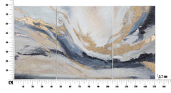 Conjunto de cuadros abstractos de 3 piezas, marco de madera, colores cálidos