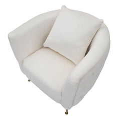 Fauteuil Bucarest Velours Crème et Métal Doré