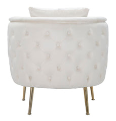 Fauteuil Bucarest Velours Crème et Métal Doré
