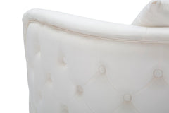 Fauteuil Bucarest Velours Crème et Métal Doré