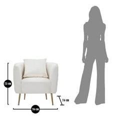 Fauteuil Bucarest Velours Crème et Métal Doré