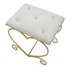 Tabouret en métal doré Cœur Tissu crème à motif