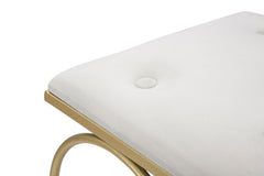Tabouret en métal doré Cœur Tissu crème à motif