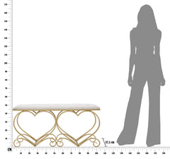 Banquette en métal doré et velours Crème design cœur