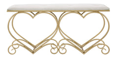 Banquette en métal doré et velours Crème design cœur