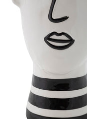 Jarrón cara Porcelana Blanca y rasgos negros