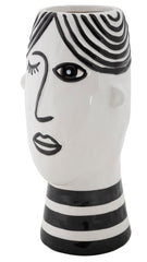 Jarrón cara Porcelana Blanca y rasgos negros