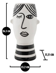 Jarrón cara Porcelana Blanca y rasgos negros