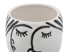 Jarrón cara Porcelana Blanca y base Negra