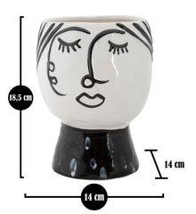 Jarrón cara Porcelana Blanca y base Negra
