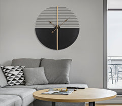 Reloj de pared redondo Glam Stick Negro y Dorado