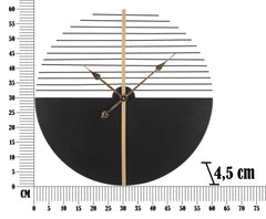 Reloj de pared redondo Glam Stick Negro y Dorado