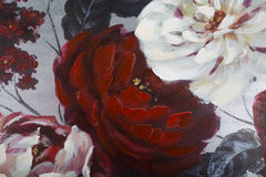 Pintura mural artesanal motivo floral marco de madera tonos cálidos