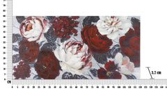Pintura mural artesanal motivo floral marco de madera tonos cálidos