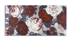 Pintura mural artesanal motivo floral marco de madera tonos cálidos