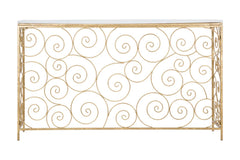 Console rectangulaire en métal doré plateau en marbre blanc