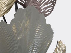 Panneau mural décoratif en métal 3D design feuilles couleur multi-tones