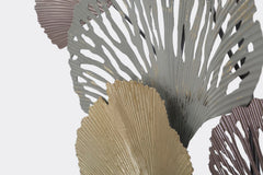 Panneau mural décoratif en métal 3D design feuilles couleur multi-tones