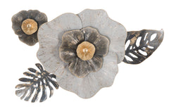 Panel de pared decorativo de metal 3D diseño hojas y flores
