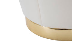 Taburete / Puf París de Terciopelo Crema y Base Dorada
