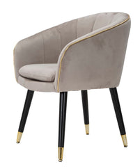 Sillón tapizado Paris Tela gris patas madera negras con detalles dorados