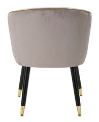 Sillón tapizado Paris Tela gris patas madera negras con detalles dorados