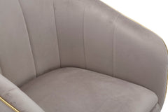 Sillón tapizado Paris Tela gris patas madera negras con detalles dorados