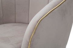 Sillón tapizado Paris Tela gris patas madera negras con detalles dorados