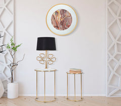 Horloge murale ronde contemporaine miroir avec design abstrait