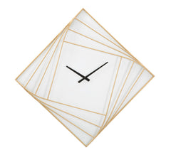Horloge murale carrée métal doré