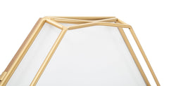 Reloj de pared octogonal de metal dorado