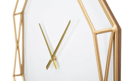 Reloj de pared octogonal de metal dorado
